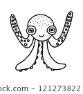 Octopus sea coloring book doodle vector sketch 121273822