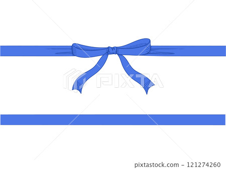 Line drawing set of blue ribbons. Hand drawn vector illustration. Vintage line art. Line drawing set of blue ribbons. Hand drawn vector illustration. Vintage line art. 121274260
