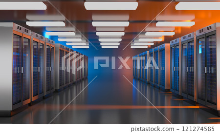 Server. Server data center. Backup, mining, hosting, mainframe, farm and computer rack with storage information. 3d rendering 121274585