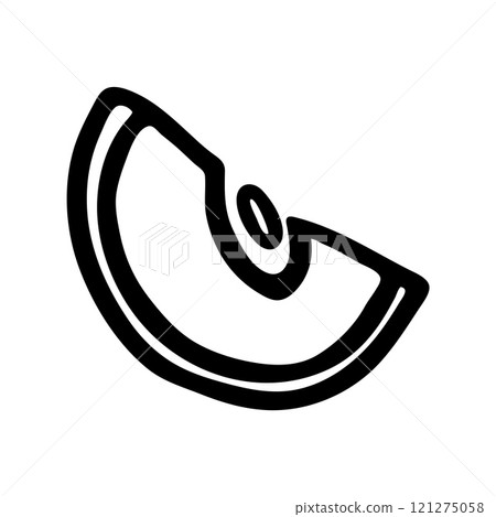 Apple slice doodle icon or logo, hand drawn with thin line Apple slice doodle icon or logo, hand drawn with thin line 121275058