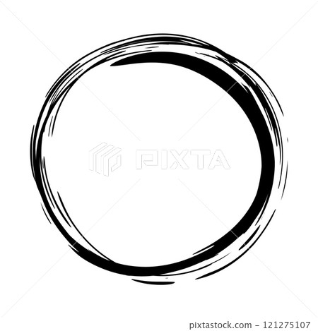 Swash circle hand painted with black ink brush Swash circle hand painted with black ink brush 121275107