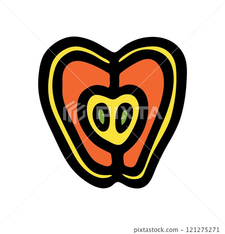 Apple doodle icon or logo, hand drawn with thin line 121275271