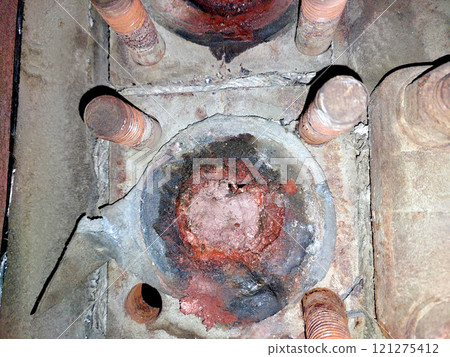 Clogged Sediment in a Cast Iron Steam Boiler Economizer Highlighting Water Hardness Impact 121275412