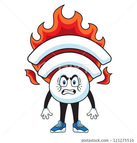 Cute irritated Wi-Fi mascot character with angry expression for technology brand 121275510