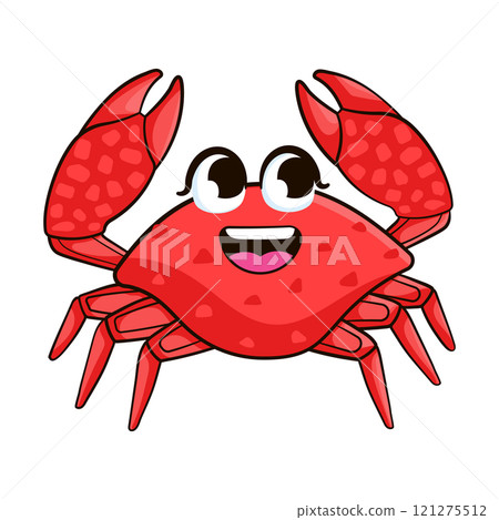 Smiling cute crab character in cartoon style Smiling cute crab character in cartoon style 121275512