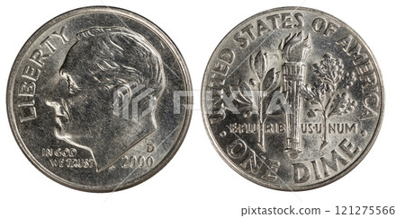 nickel dime USA, isolated 121275566