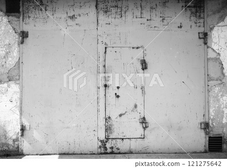 old metal door to the car garage 121275642