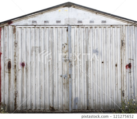 old metal door to the car garage 121275652