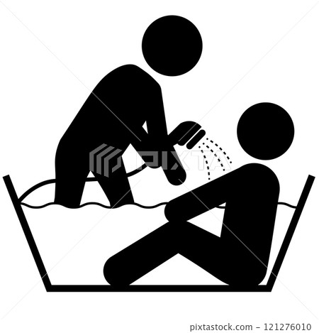 Simple silhouette illustration of bath assistance 121276010