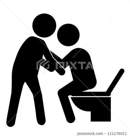 Simple silhouette illustration of toilet assistance 121276011