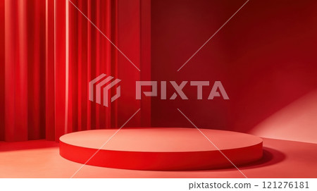 Saturated Red abstract 3D interior 121276181