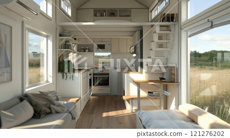 Minimalist Tiny House Light Interior Minimalist Tiny House Light Interior 121276202
