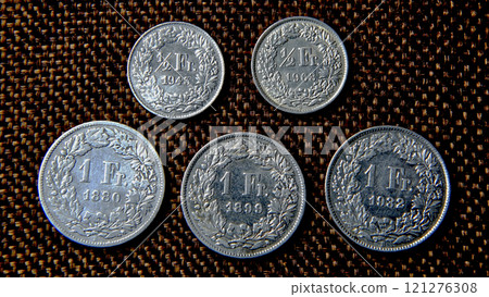 Old Swiss silver coins half and one franc 121276308