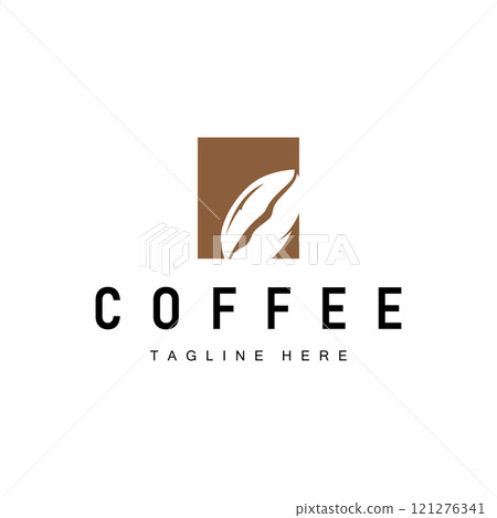 Coffee Bean Logo Coffee Shop Design Simple Minimalist Vector Drink Illustration Symbol Icon Template 121276341