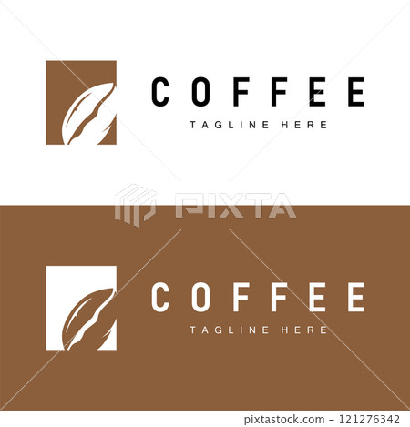 Coffee Bean Logo Coffee Shop Design Simple Minimalist Vector Drink Illustration Symbol Icon Template 121276342