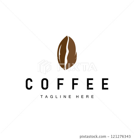 Coffee Bean Logo Coffee Shop Design Simple Minimalist Vector Drink Illustration Symbol Icon Template 121276343