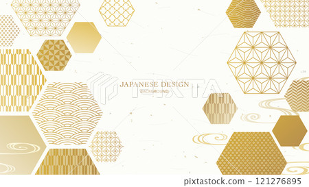 Elegant background of golden Japanese pattern 121276895