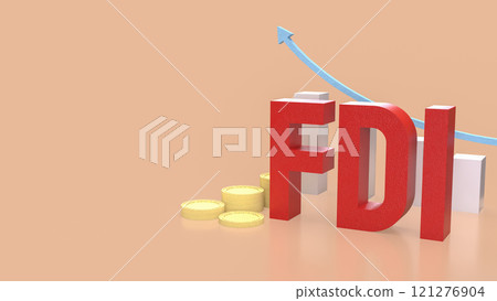 The FDI text and coins for Business concept 3d rendering. 121276904