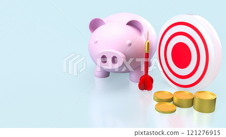 The piggy bank and dart for saving or earn concept 3d rendering. The piggy bank and dart for saving or earn concept 3d rendering. 121276915