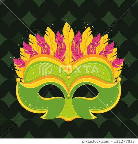 Carnival mask with feathers and swirl design Vector Carnival mask with feathers and swirl design Vector 121277032