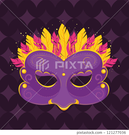 Carnival mask with feathers and swirl design Vector Carnival mask with feathers and swirl design Vector 121277036