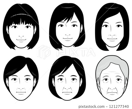 Women's faces in order of generation Women's faces in order of generation 121277340