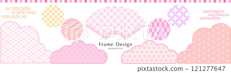Japanese pattern set Japanese spring scenery Japanese style vector material 121277647
