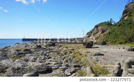 Damage caused by the Noto Peninsula earthquake (due to uplift near Kaiso Beach in Wajima City, Ishikawa Prefecture) Damage caused by the Noto Peninsula earthquake (due to uplift near Kaiso Beach in Wajima City, Ishikawa Prefecture) 121277971