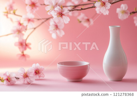 Sake, Sakura, Cherry Blossom Viewing 121278368