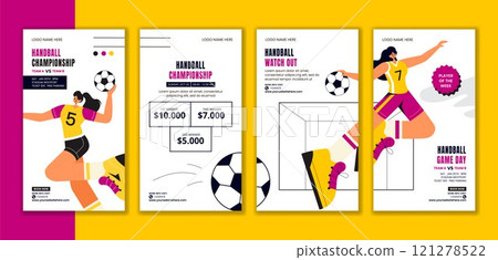 Flat Handball Sports Illustration for Social Media Stories Background Template Flat Handball Sports Illustration for Social Media Stories Background Template 121278522