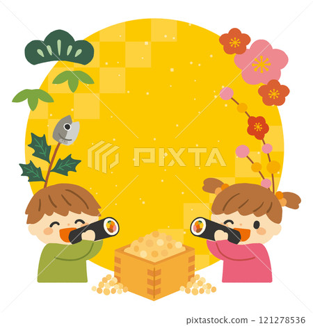 可愛的節分圖框 可愛的節分圖框 121278536