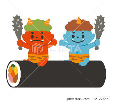 赤鬼和青鬼騎在節分江霍卷上 121278538