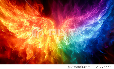 Iridescent wing-shaped flames 121278562