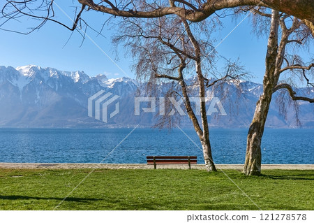 Park on the shore of Lake Geneva 121278578