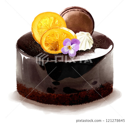 巧克力蛋糕手繪插畫 121278645
