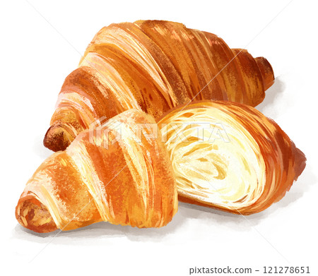 Hand drawn illustration of croissant 121278651