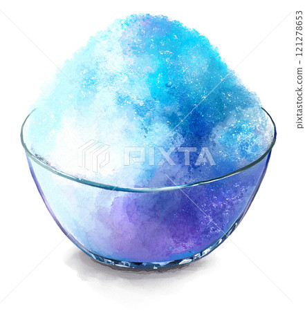 藍色夏威夷刨冰手繪插畫 藍色夏威夷刨冰手繪插畫 121278653