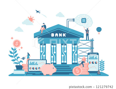 BaaS (Banking as a Service) vector illustration BaaS (Banking as a Service) vector illustration 121279742