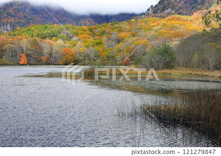 Autumn leaves of Togakushi Kogen Kashike pond 121279847