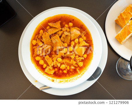 National Spanish dish tripe Callos la Gallega - thick broth with chickpeas National Spanish dish tripe Callos la Gallega - thick broth with chickpeas 121279906