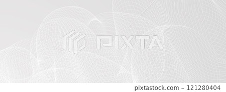 Abstract grey wavy background. Silver flowing wave line pattern. Technology curved undulated stripe wallpaper. Tech backdrop concept for poster, banner, cover, flyer, booklet. Vector illustration 121280404