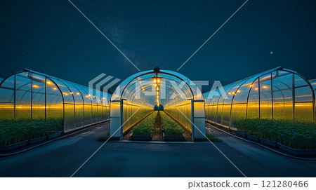 Starry sky and vinyl greenhouse 121280466