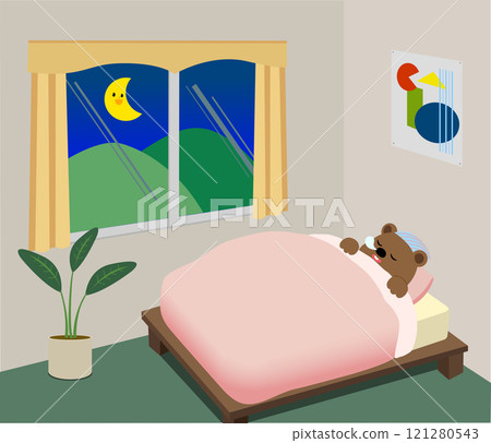 A bear snores under a blanket at night A bear snores under a blanket at night 121280543