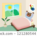 a bear that wakes up in the morning and stretches 121280544