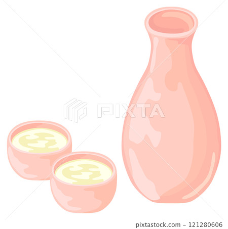 Tokkuri 和 choko 酒精向量素材 121280606