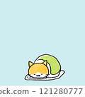 A cat wrapped in a blanket 121280777