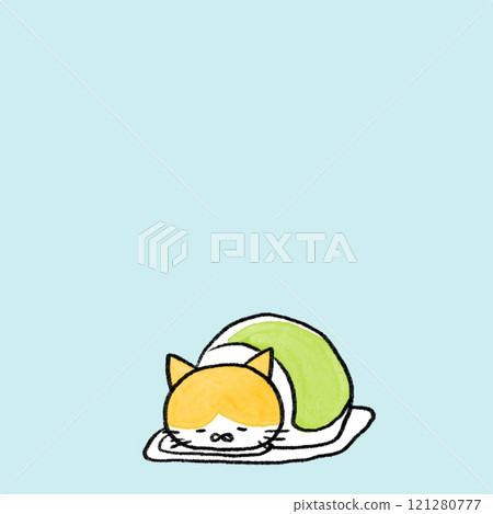 A cat wrapped in a blanket 121280777