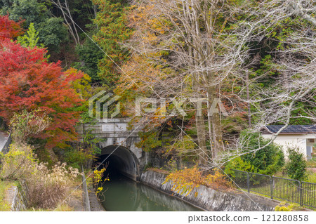 Autumn leaves at the Yamashina Canal (Lake Biwa Canal) East exit of Lake Biwa Canal No. 2 Tunnel Autumn leaves at the Yamashina Canal (Lake Biwa Canal) East exit of Lake Biwa Canal No. 2 Tunnel 121280858