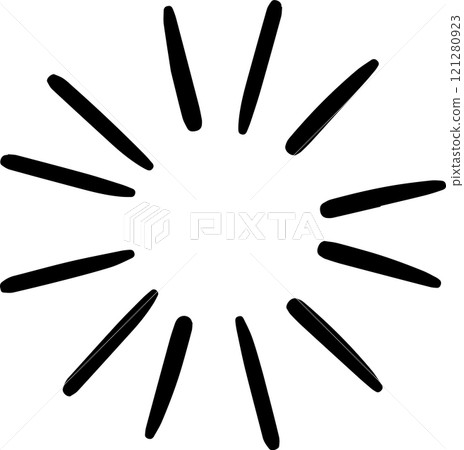 Black strokes radiating outwards from a central point, creating a sense of energy and movement, ideal for design elements, backgrounds, or visual accents 121280923