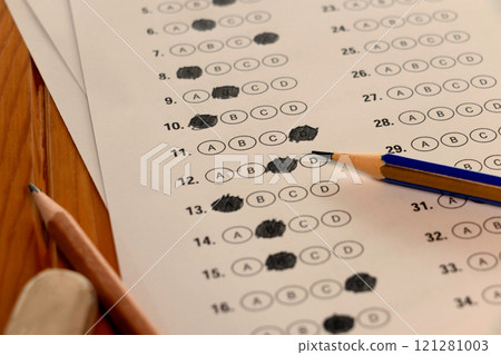 bubble answer sheet and pencils bubble answer sheet and pencils 121281003